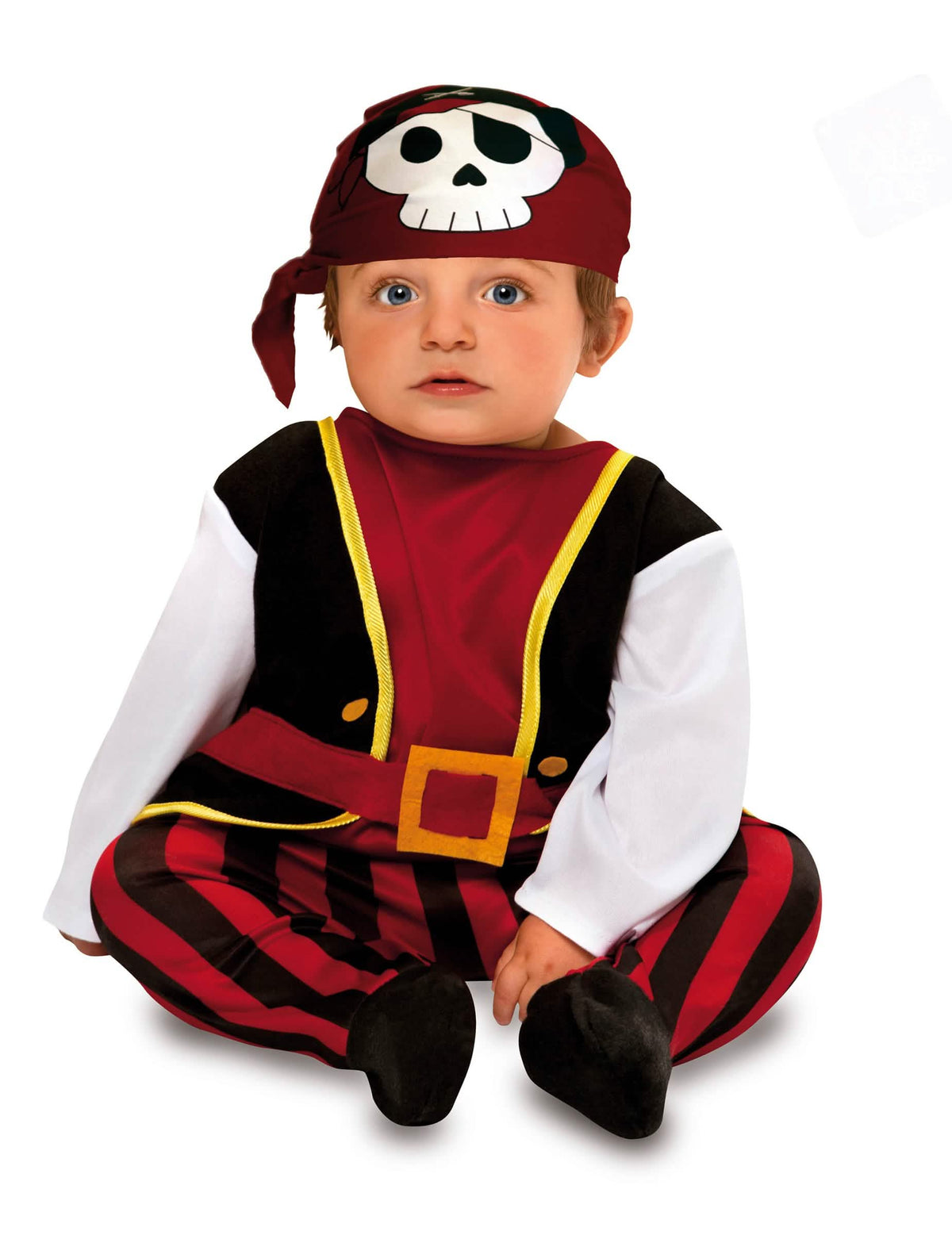 Kostim morskog pirata za bebu crvena i crna s bandanom s lubanjom