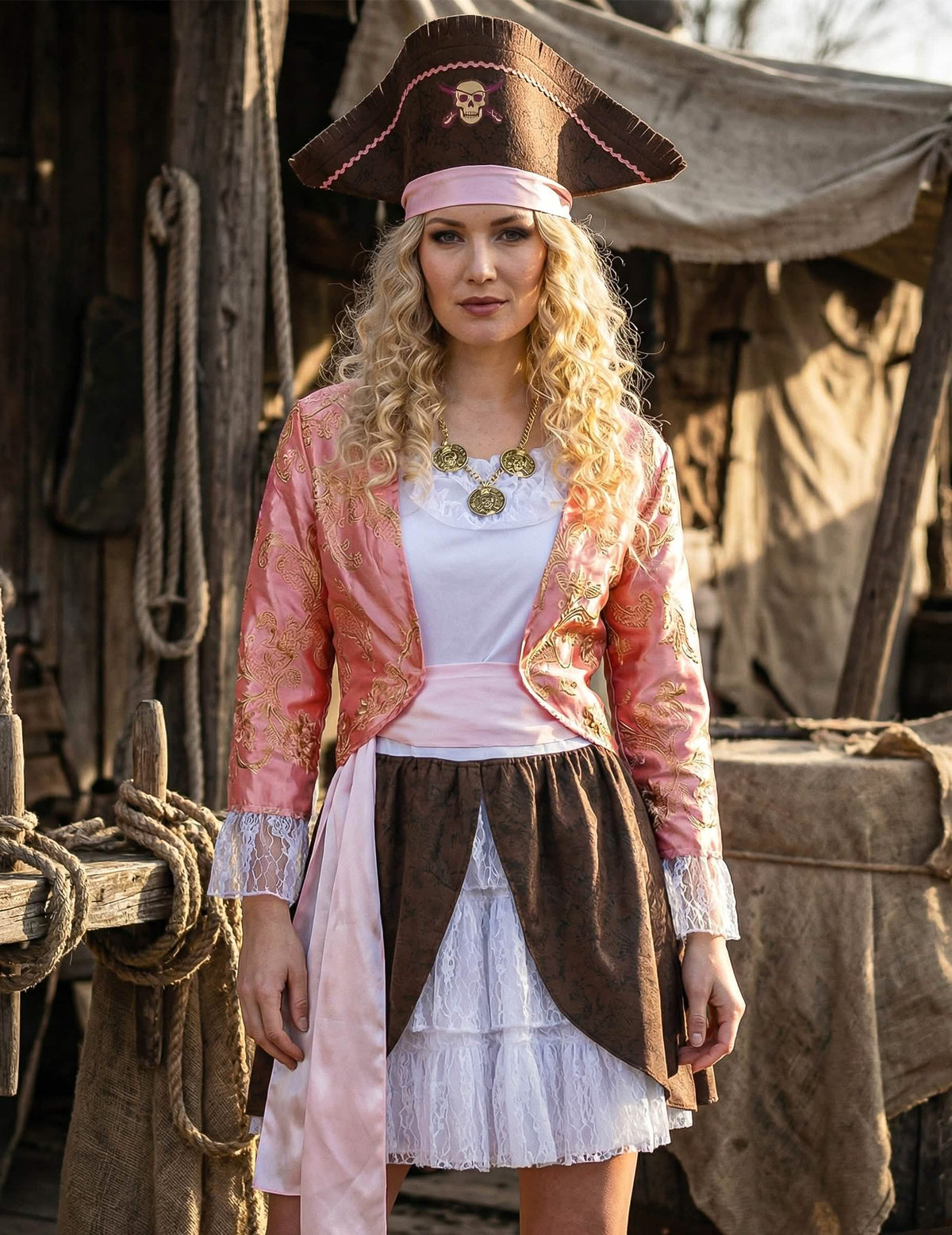 Detalji o jakni i šeširu ženskog kostima piratice