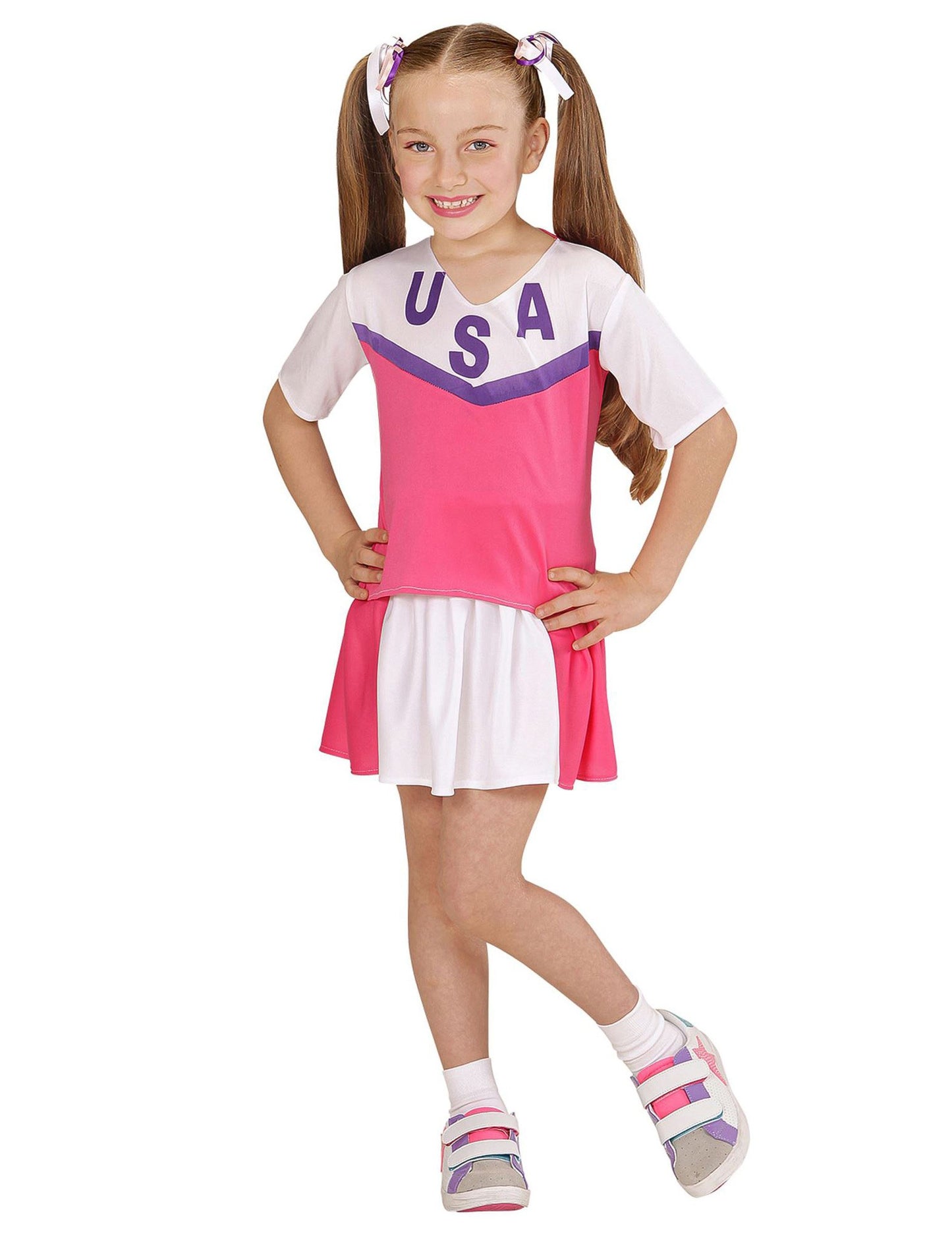 Pompom djevojka prerušava ružičasto -bijela djevojka