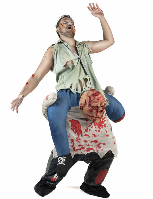 Vue de face du déguisement porte-moi zombie pour adulte Halloween