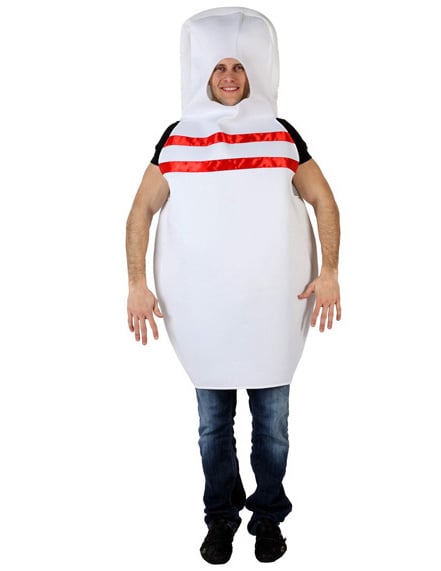 Déguisement de quille pour adulte blanc avec bandes rouges