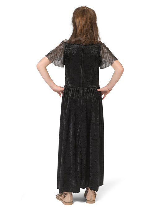 Vue de dos du déguisement robe guerrière pour fille