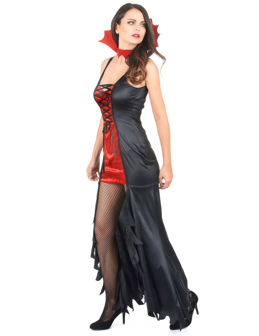 Vue de profil du déguisement de vampire pour femme