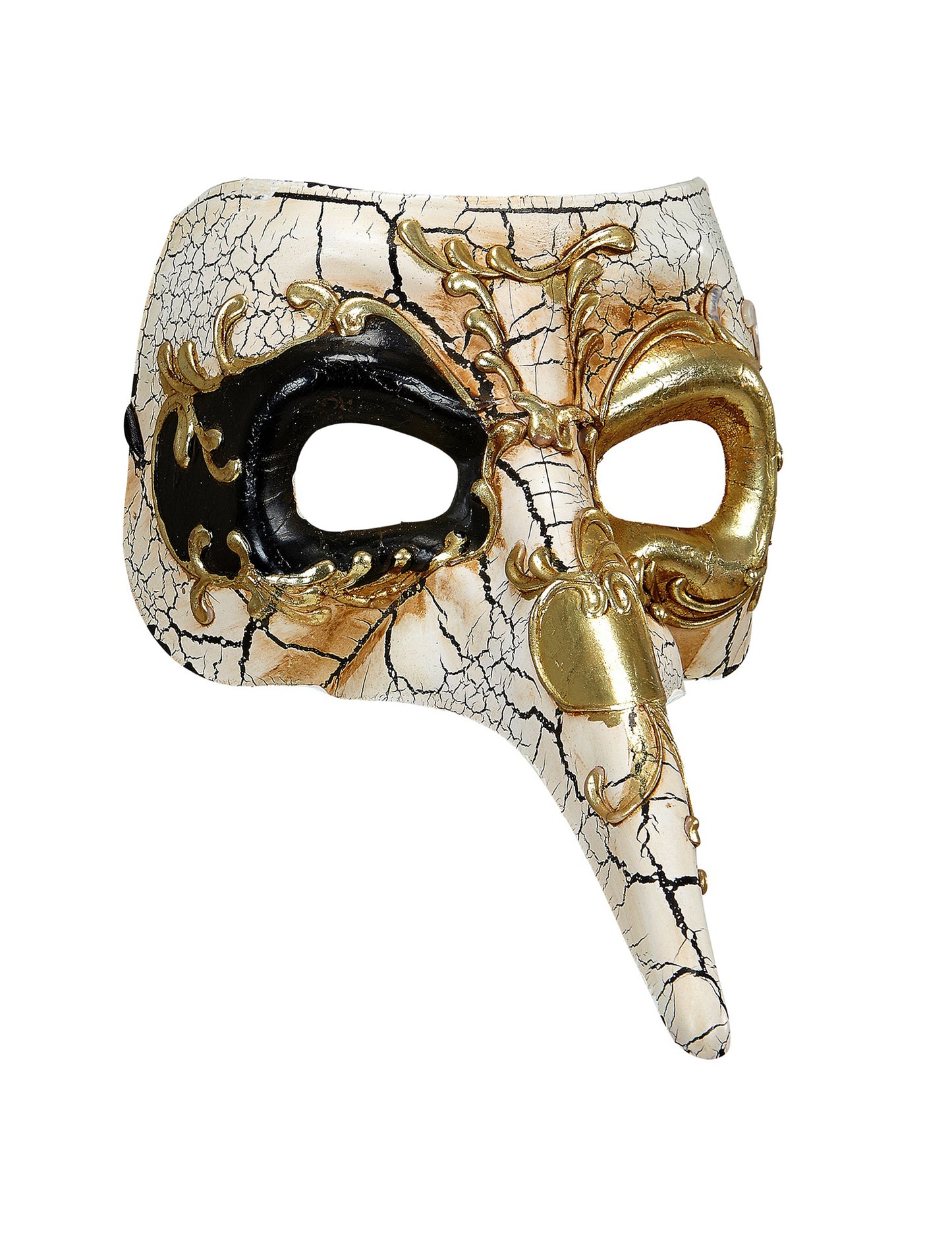 Venecijanska polumaska za odrasle s dugim zlatnim nosom