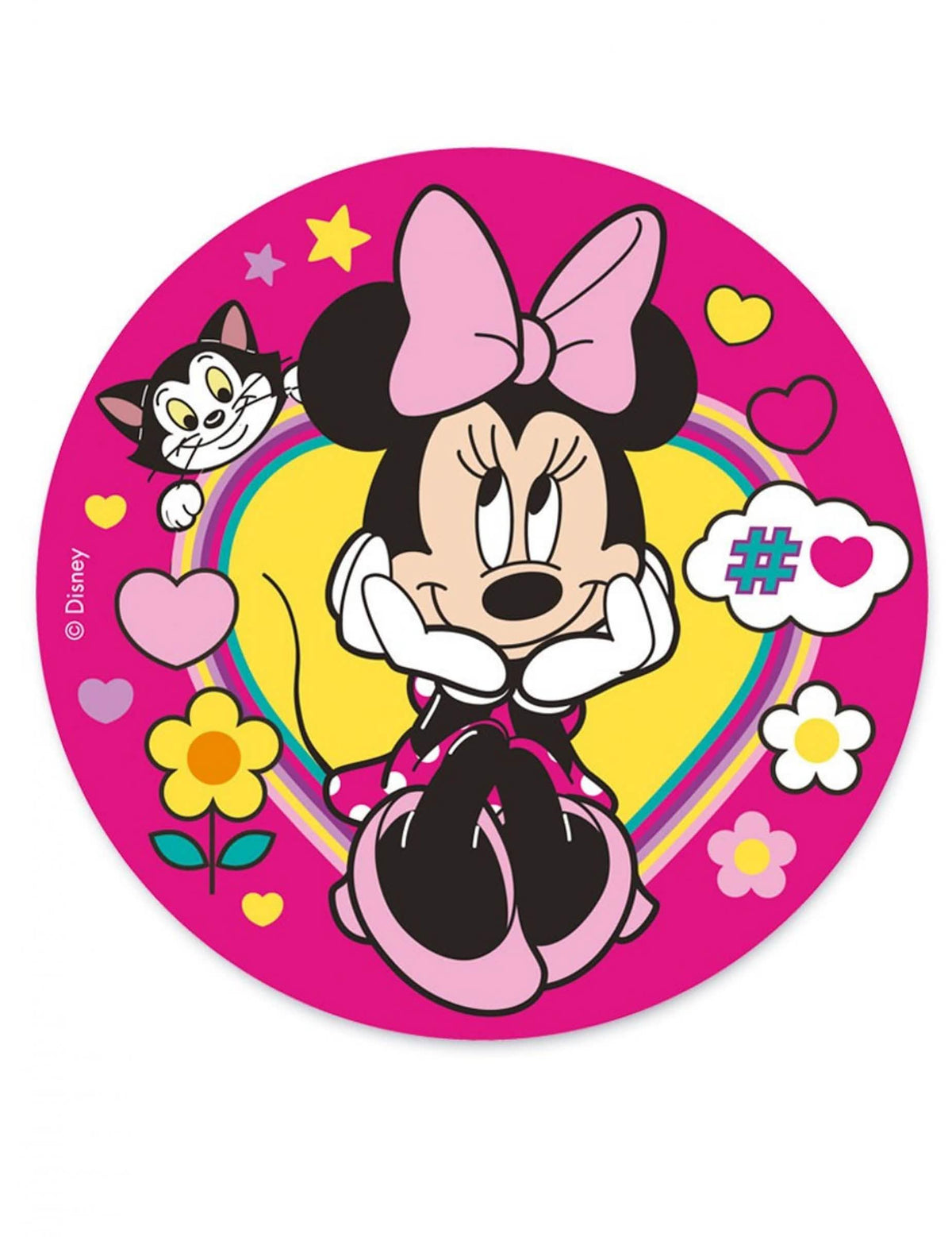 Oblea od hostije Minnie roza s motivima srca i cvijeća