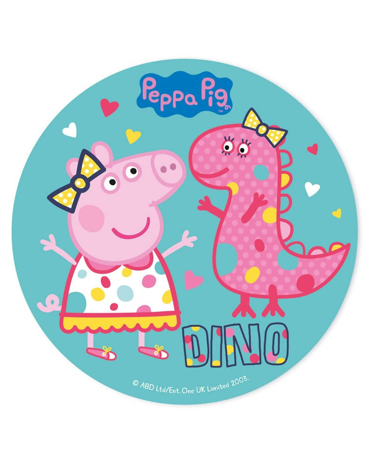 Šećerni disk Peppa Pig za dijete plava s motivom roza dinosaura
