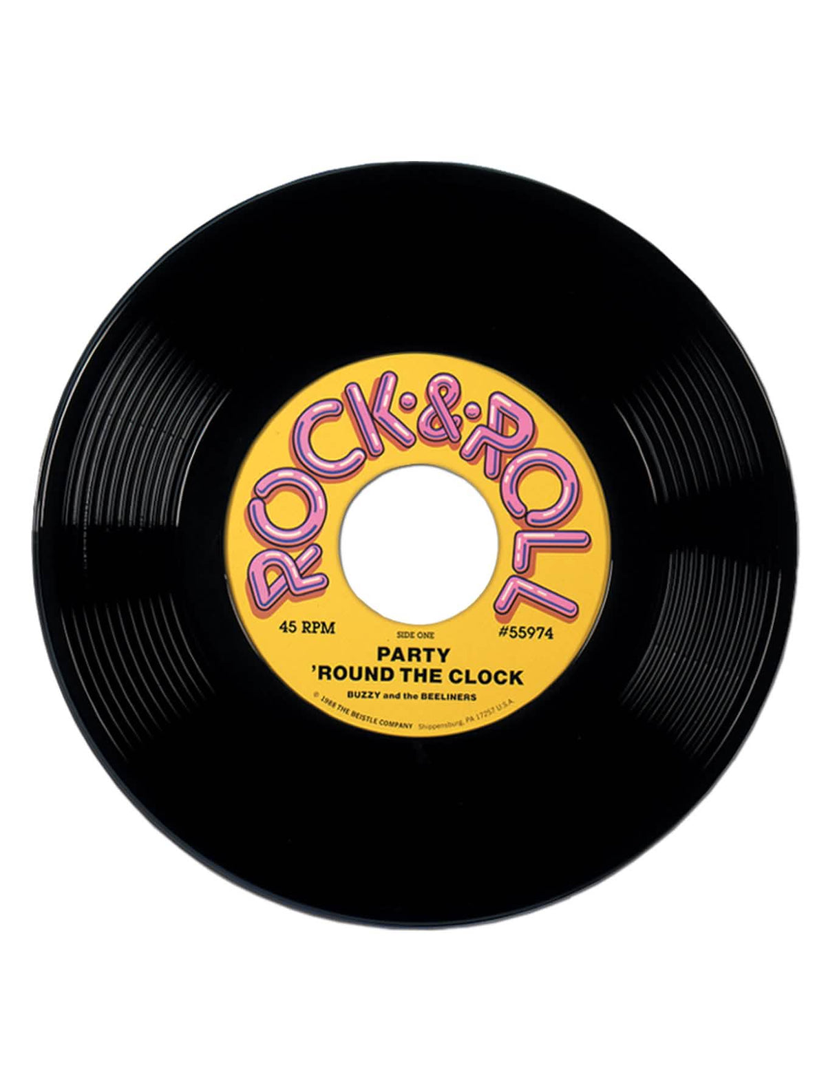 Divovski vinilni disk dekoracija 50-ih za zabavu crna s žuta etiketom rock & Roll