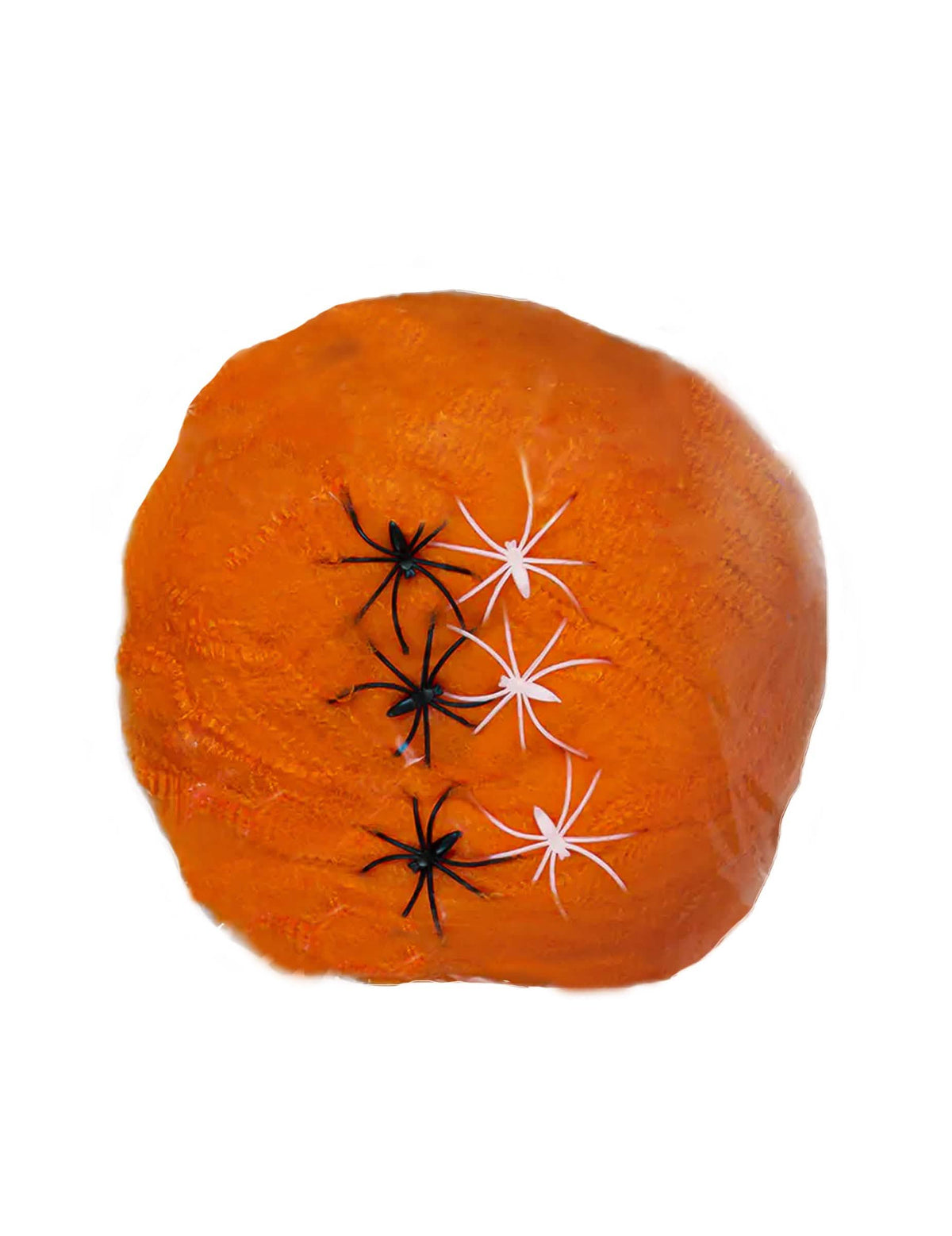 Lažna paučina za halloween dekoraciju narančasta s crnim i bijelim paucima