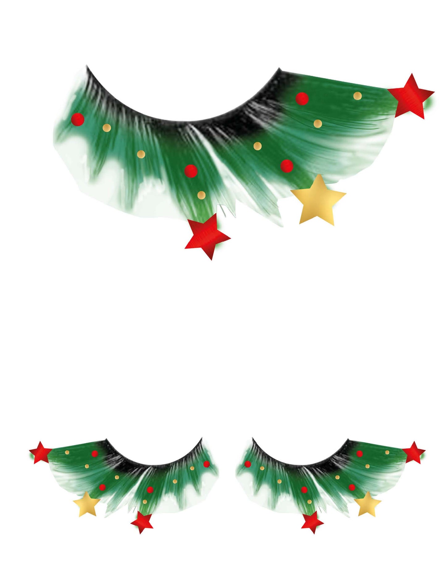 Zelene umjetne trepavice s božićnim zvijezdama