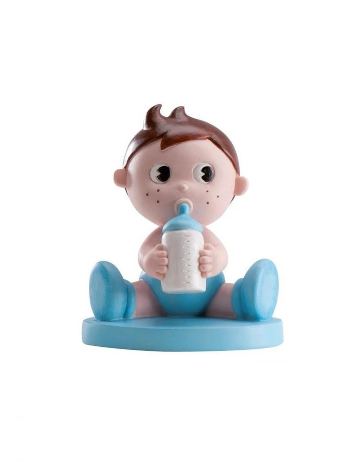 Figurica od smole dječak s bočicom za baby shower plava