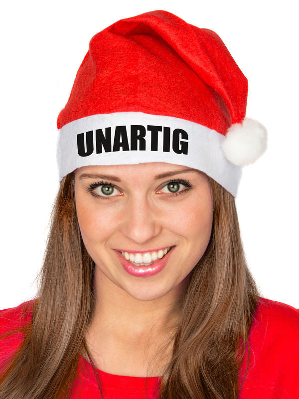 Smiješan božićni šešir UNARTIG, crveno-bijela kapa Djeda Božićnjaka
