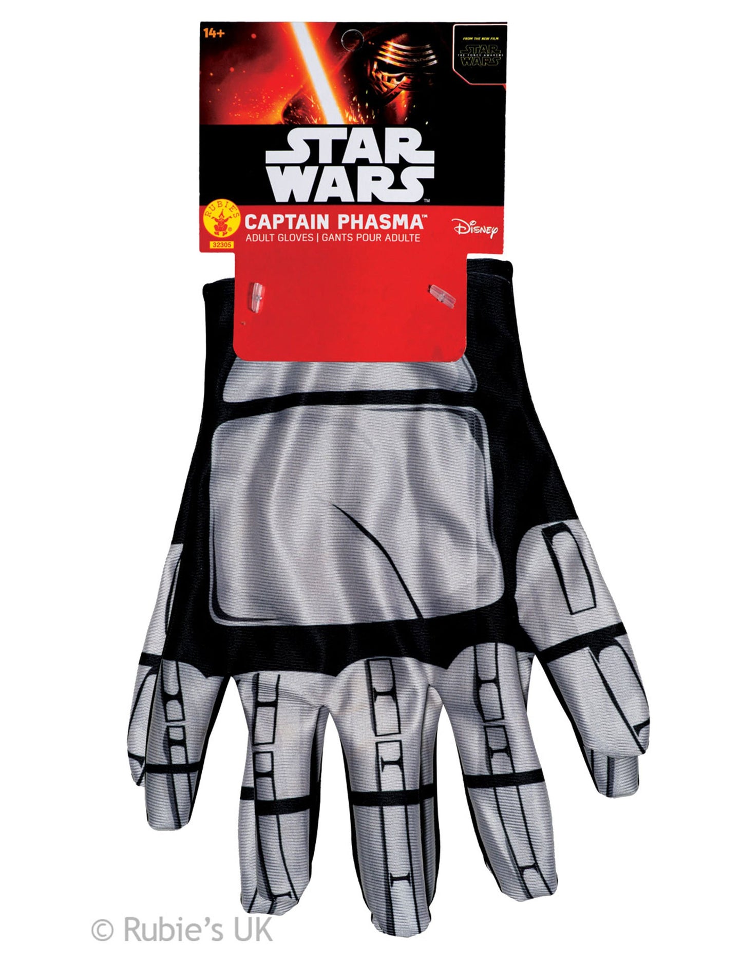Gants Captain Phasma Star Wars VII pour adulte argentés et noirs