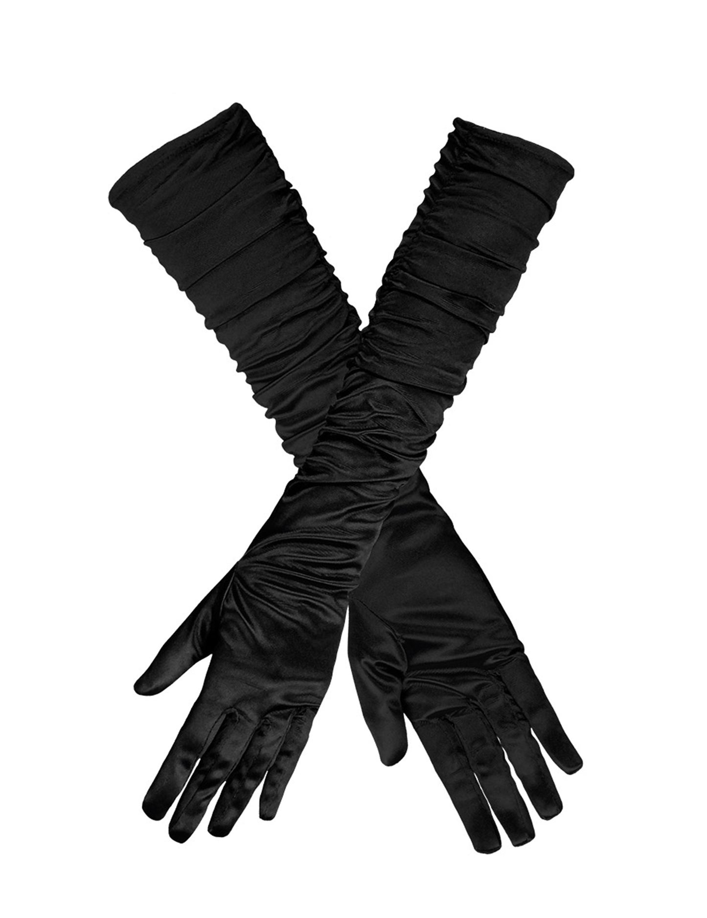 Duge crne satenske rukavice žena