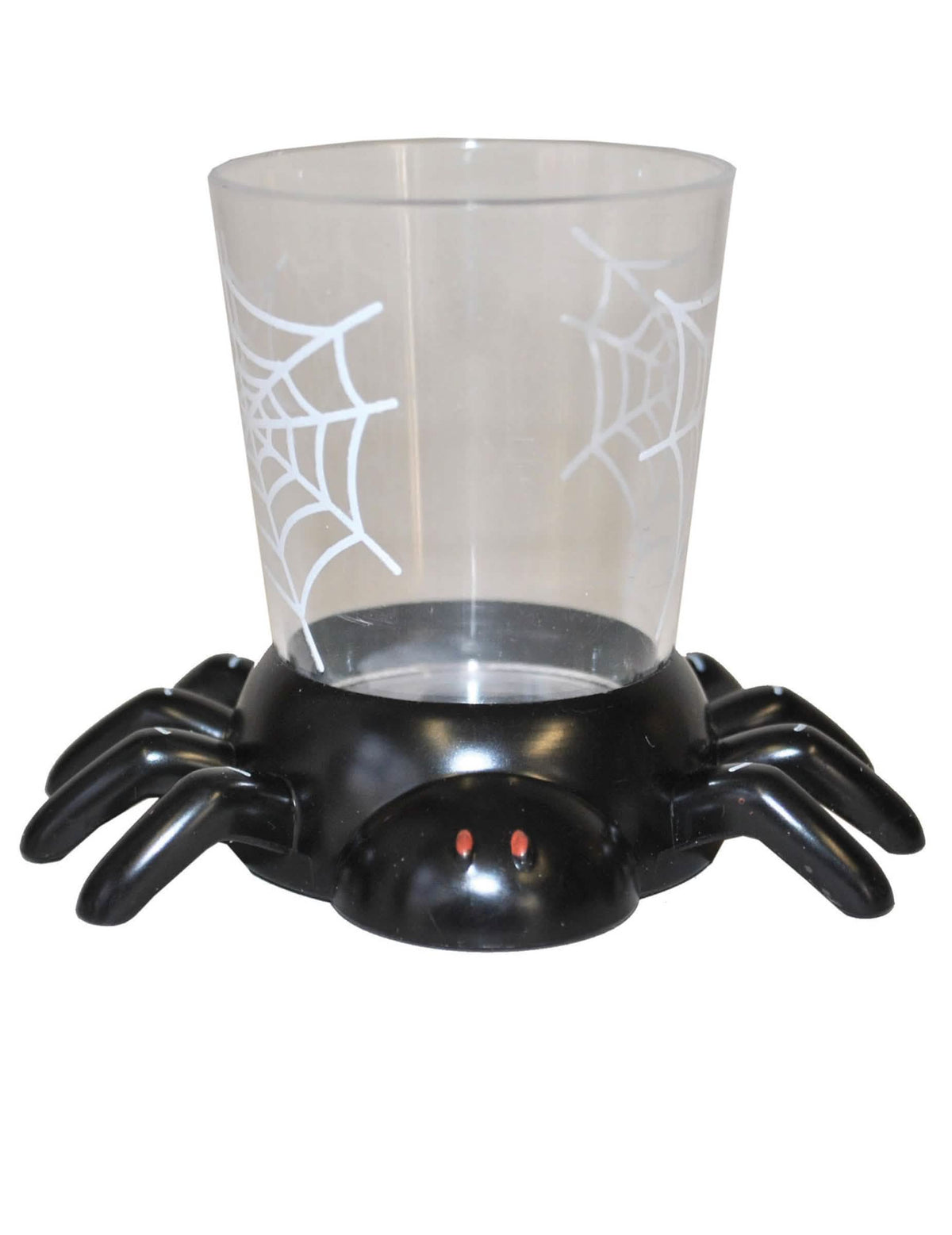 Čaša pauk za halloween prozirna i crna sa postoljem pauka