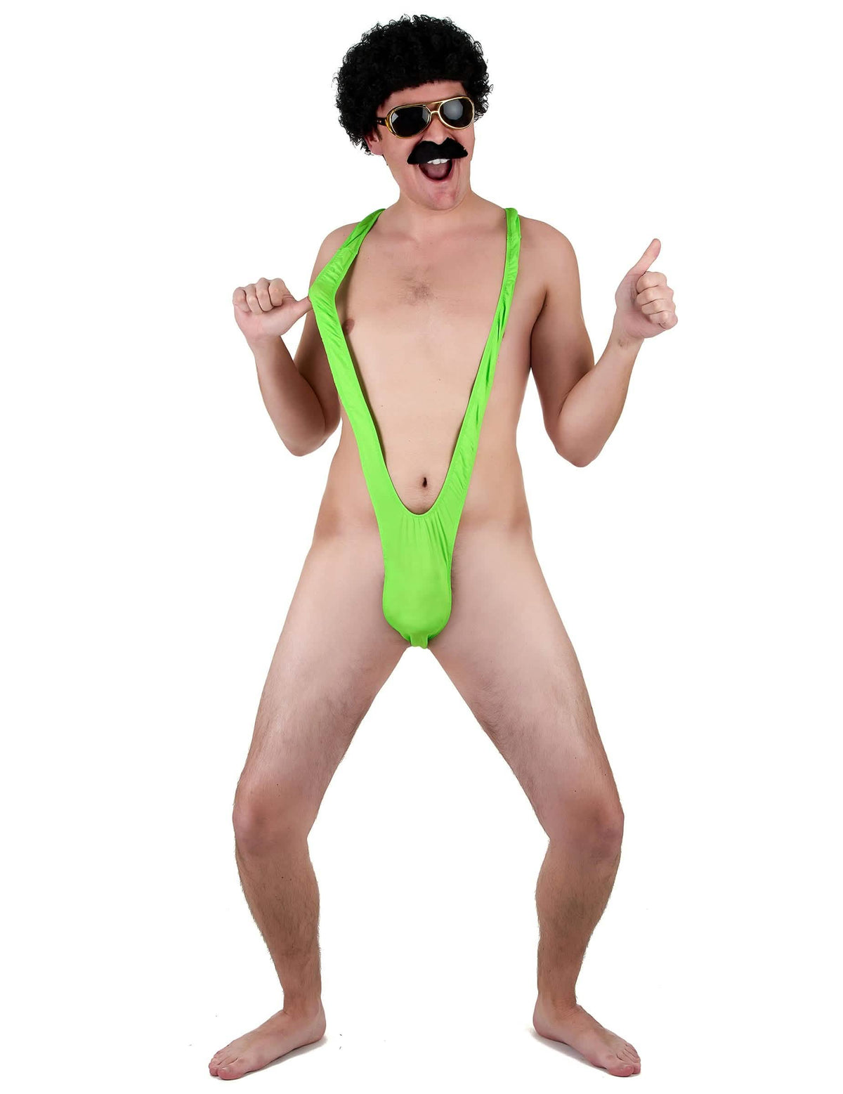 Pogled sprijeda na muškarčev fluo zelena mankini