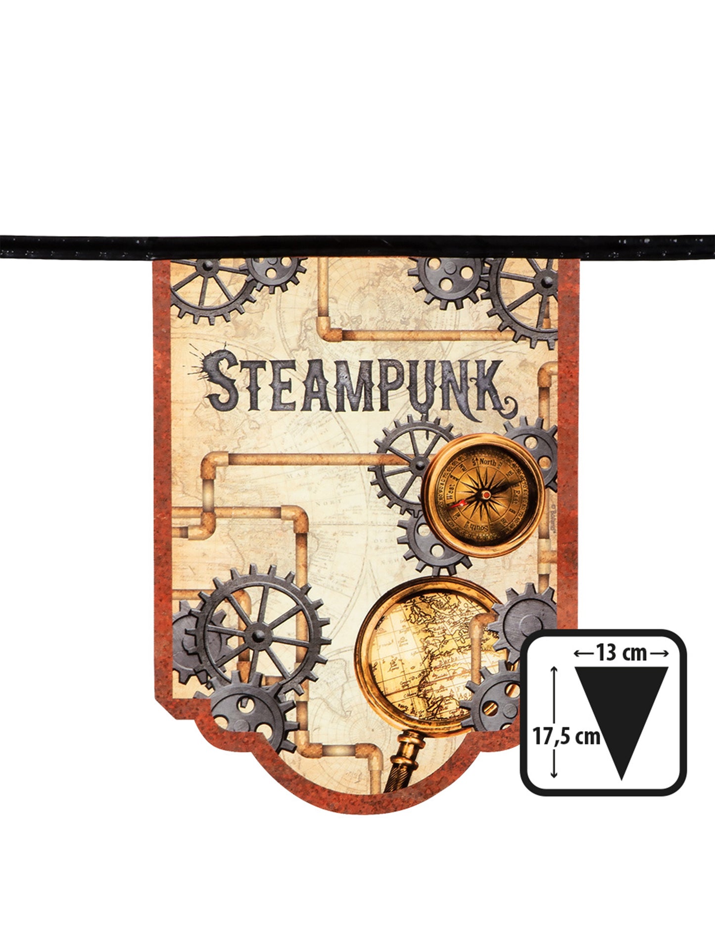 Garland 11 zastavica u steampunk 4 m steampunk