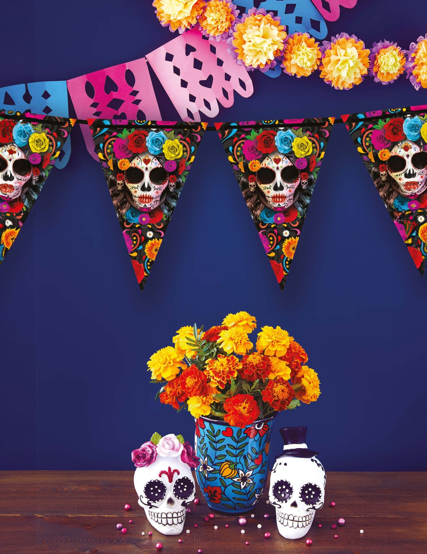 Fanovions Garland Cartina Dia de los Muertos