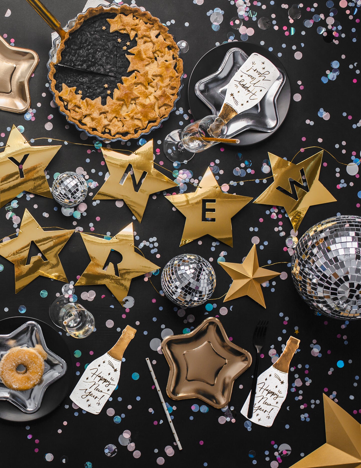 Zlatne zvijezde Garland Happy Nova godina 290 cm