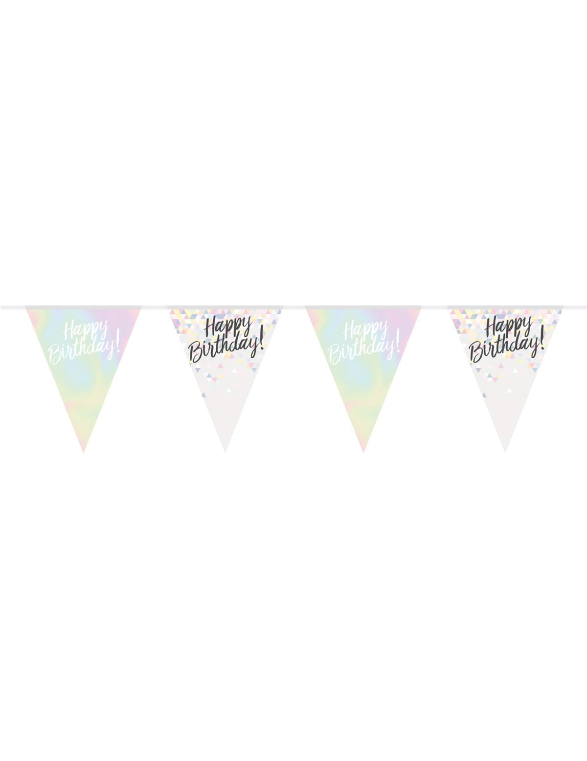 Plastična zastavica-vijenac Happy Birthday za rođendan, pastelno iridescentna