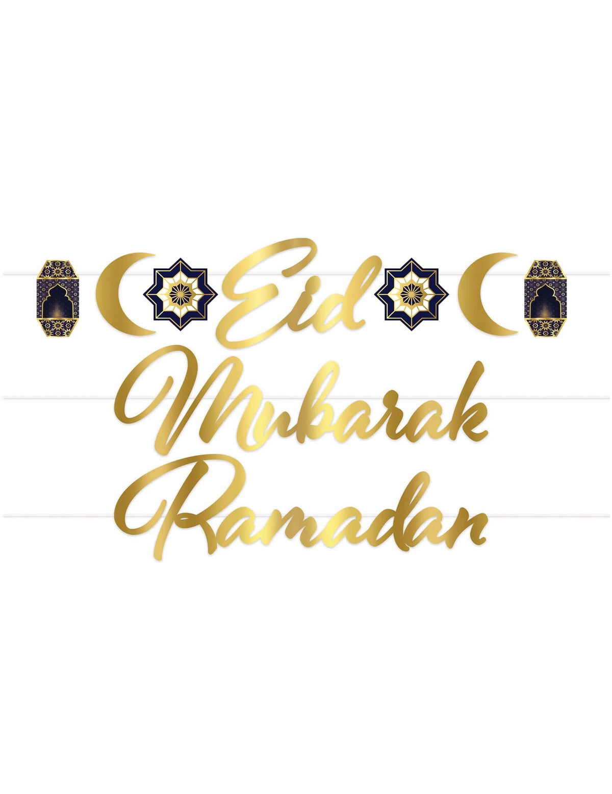 Kartonska girlanda Aïd Mubarak za zlatnu i plavu dekoraciju