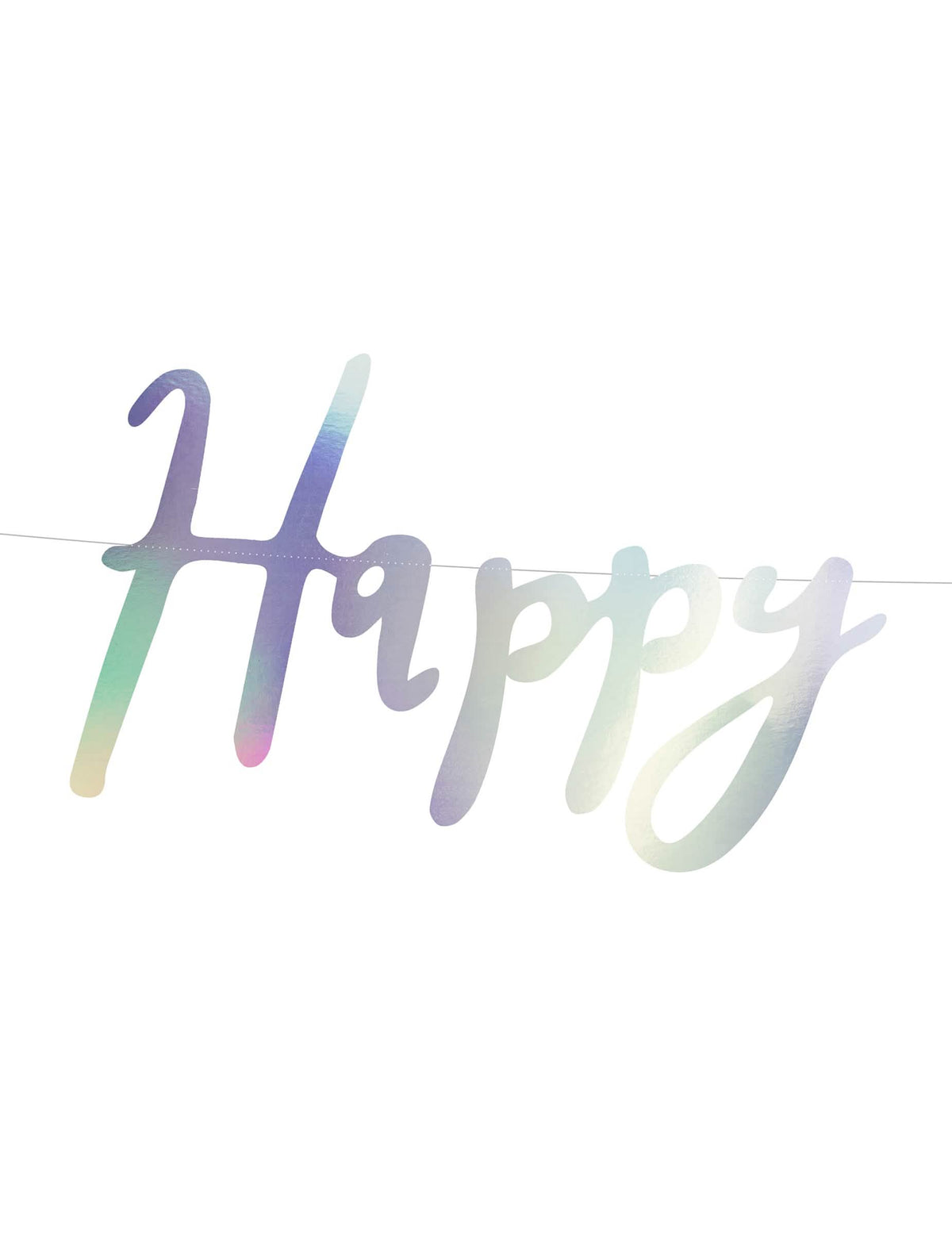 Krupni plan riječi Happy na iridescentnoj kartonskoj girlandi happy birthday