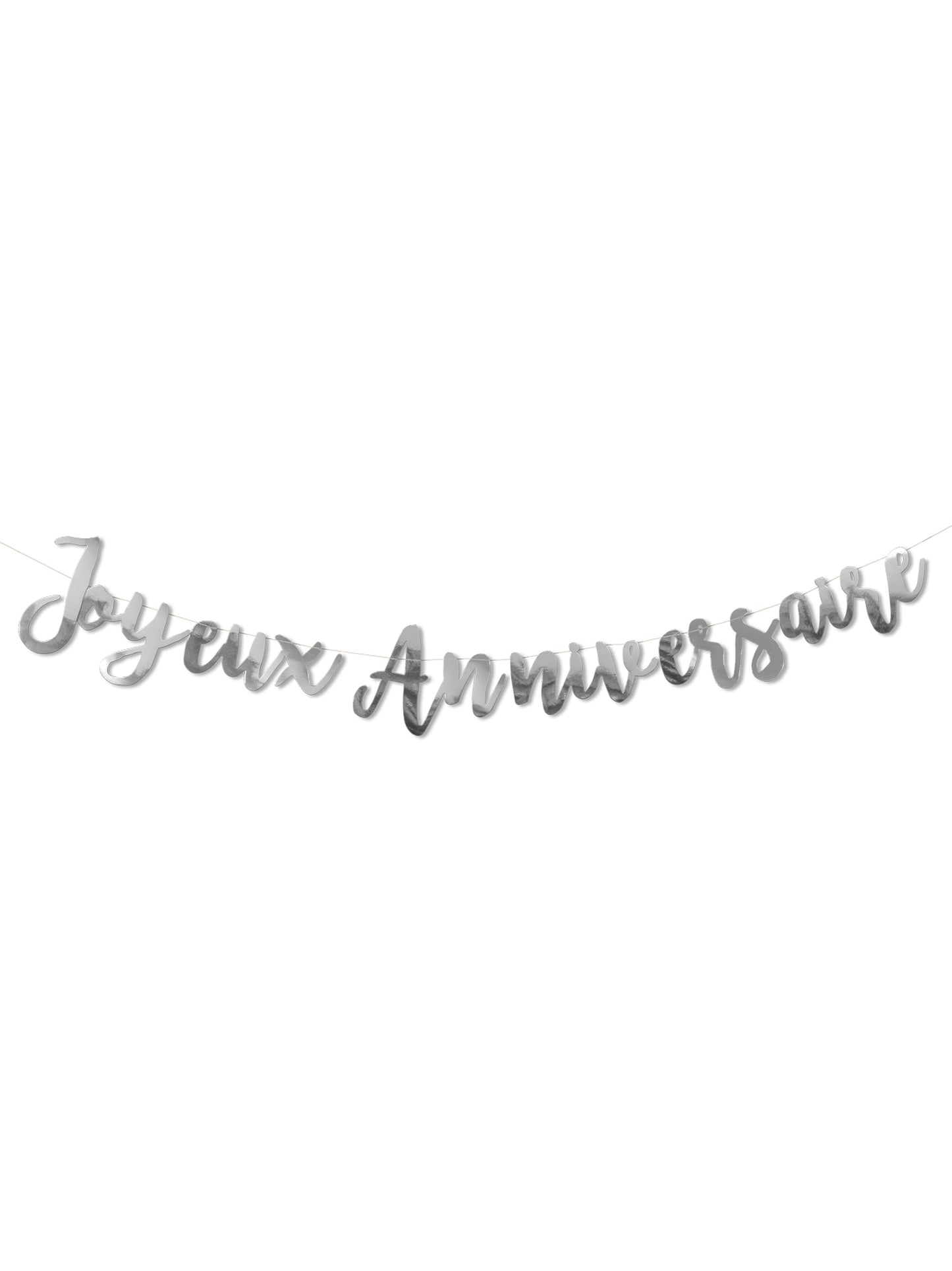 Guirlande en carton joyeux anniversaire argenté 1,80 m reflets métallisés