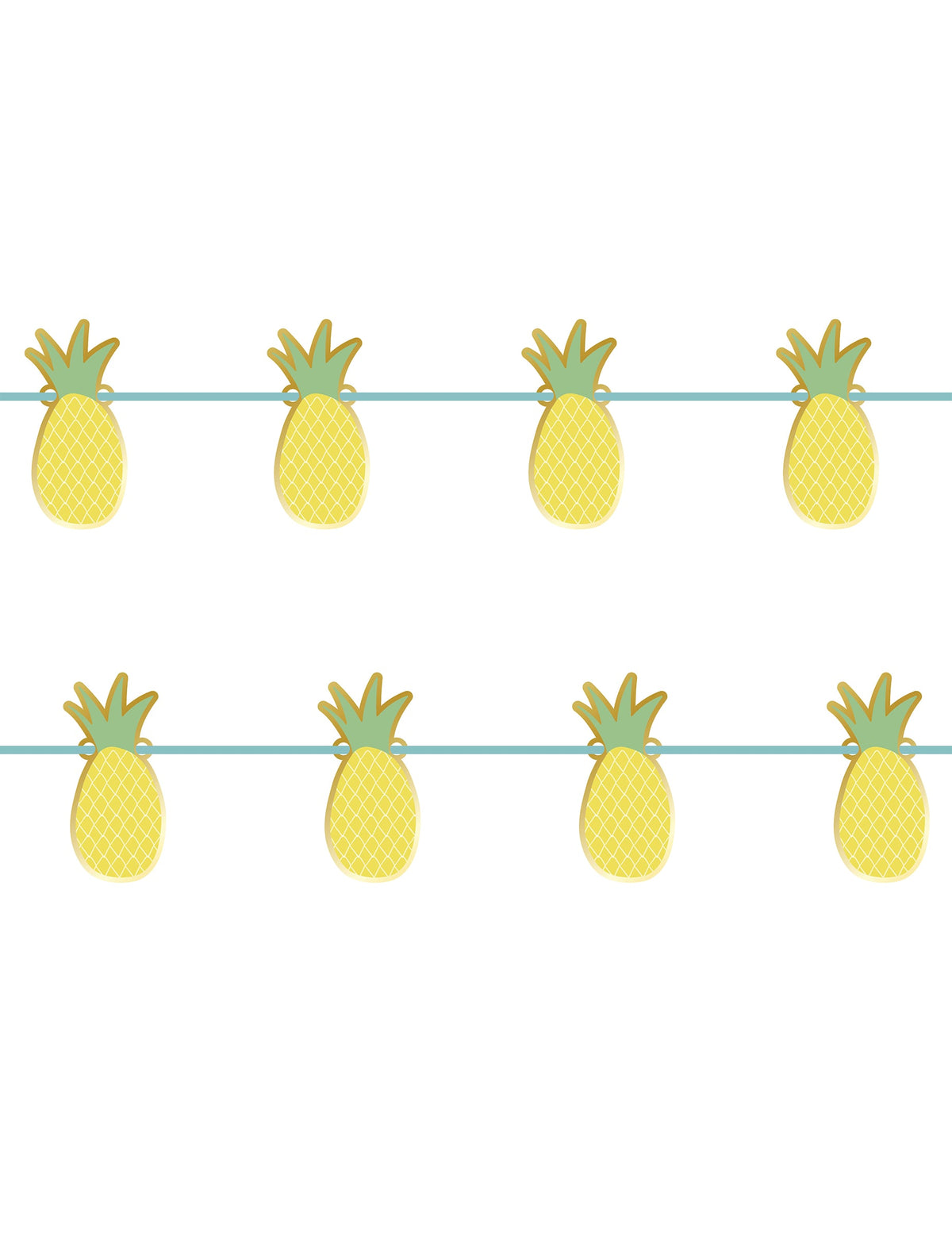 Guirlande en carton métallisée ananas pour décoration été jaune et vert
