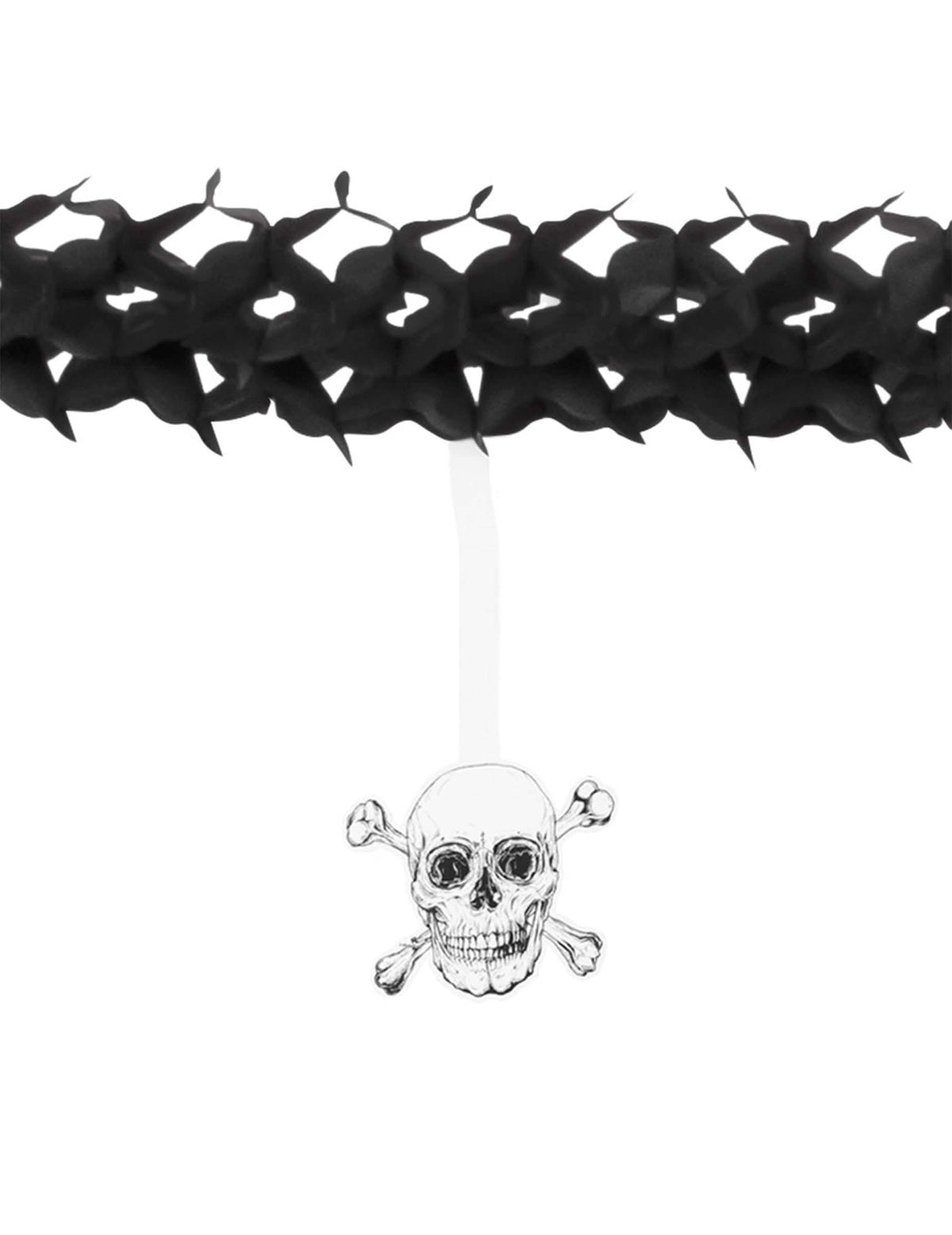 Krupni plan viseće lubanje papirnatog vijenca Pirate Jolly Roger