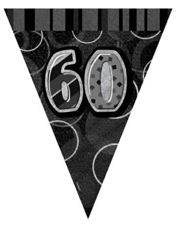 Vijenac zastavica 60 godina za odrasli siva i crna