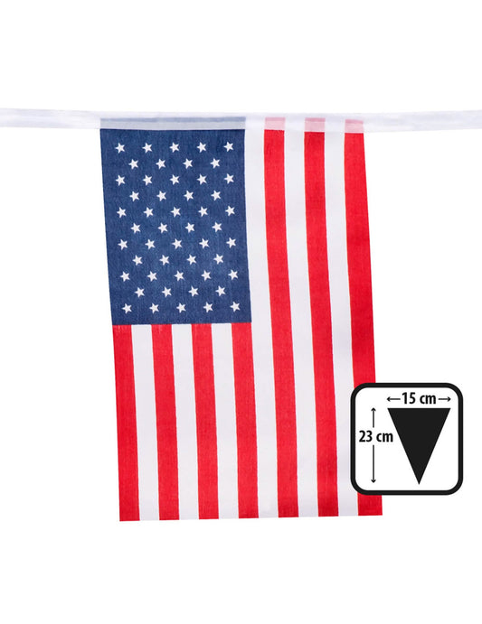 Détail des dimensions du fanion de la guirlande fanions USA