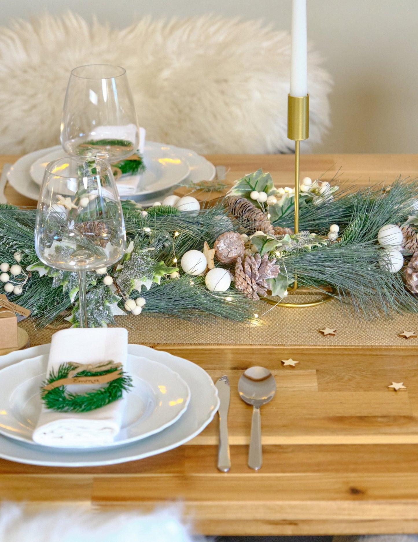 Zeleno lišće vijenac i borovi konusi 1 m