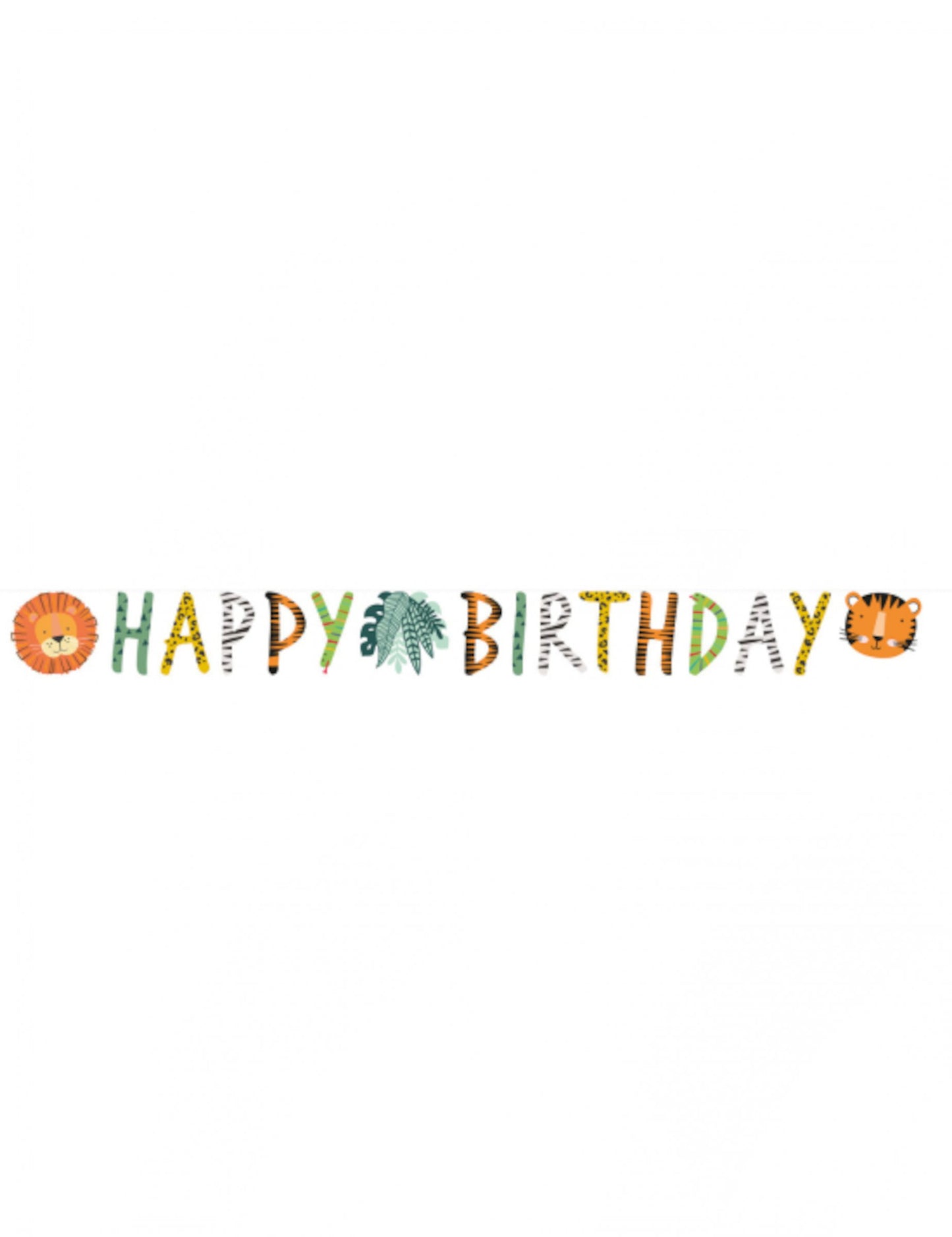 Sretan rođendan, dobi girlandu s motivom divljeg safarija 180 x 15 cm lav i tigar