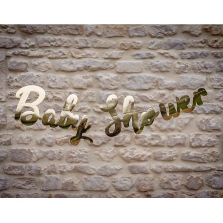 Pregled girlande s metalik zlatnim slovima za baby shower