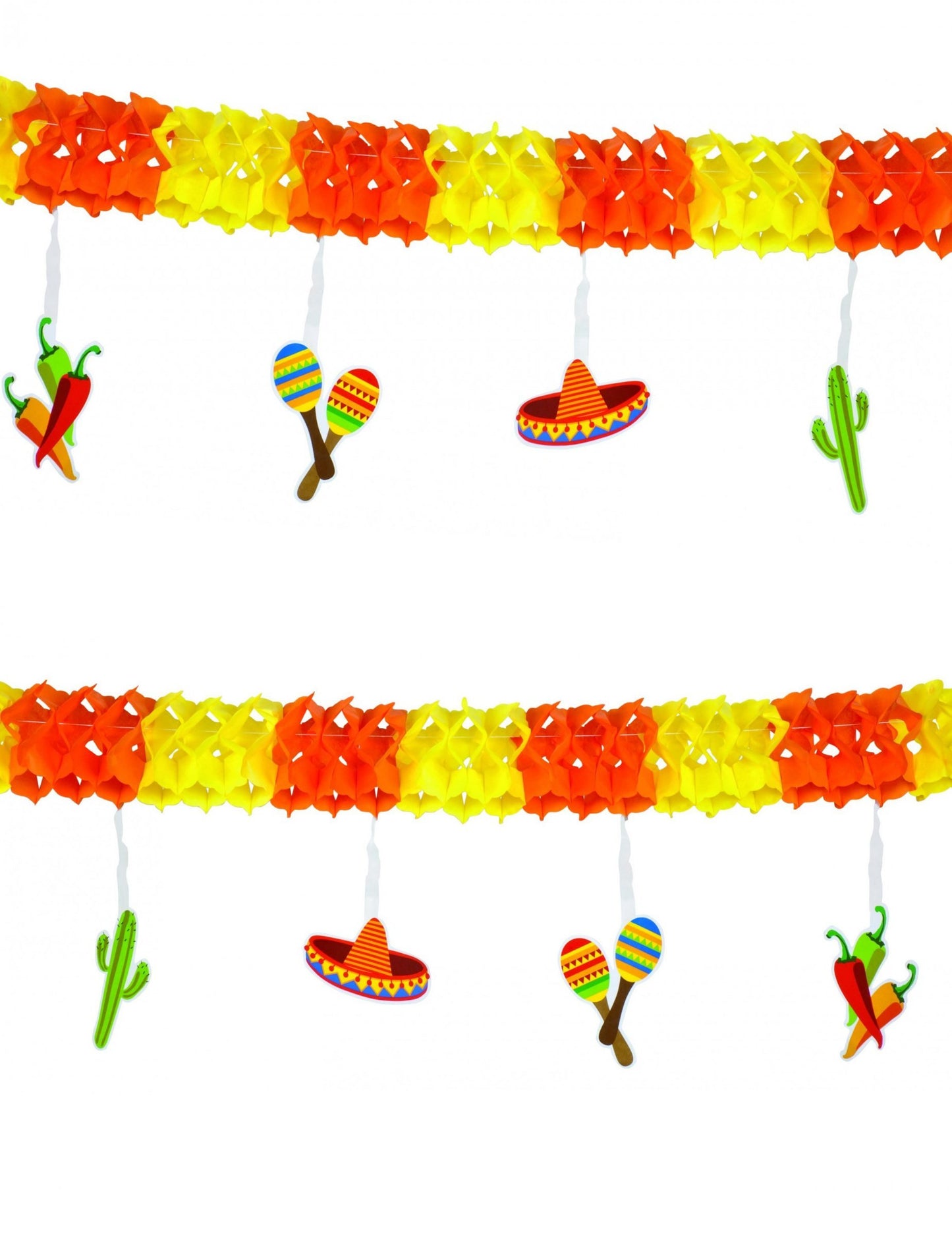 Meksička girlanda za zabavu u narančastoj i žutoj boji s sombrerima i kaktusima