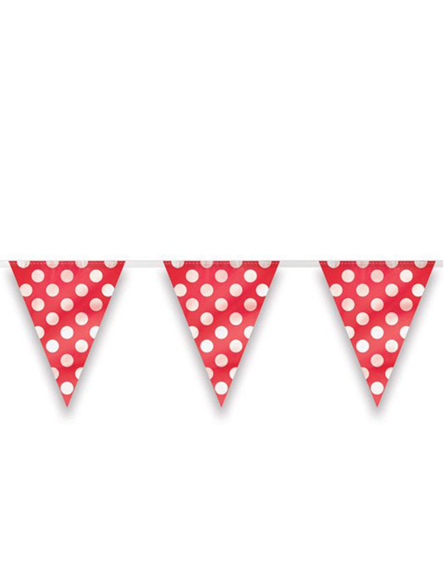Crvena girlanda s bijelim točkicama i zastavicama 3,65 m