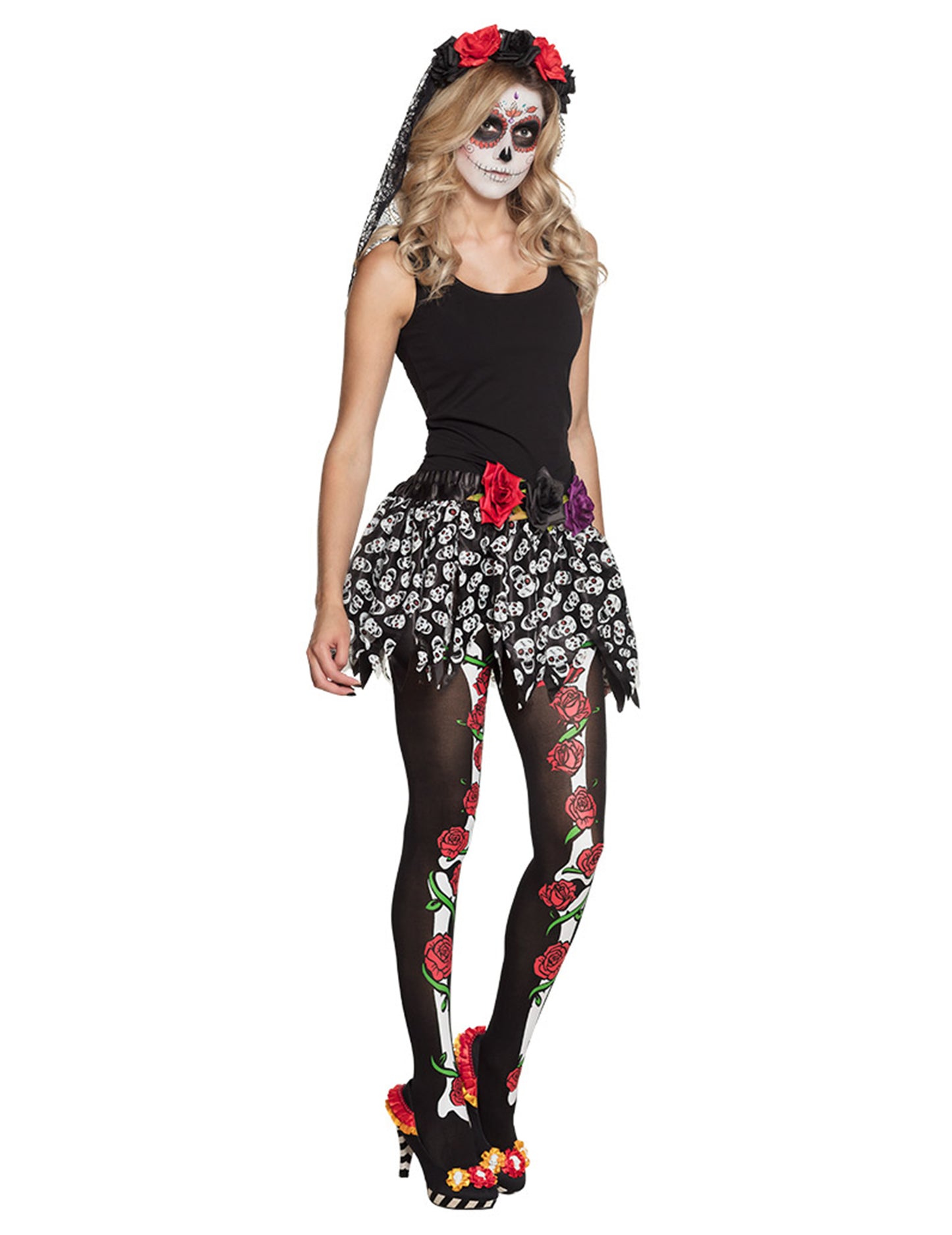 Meksička kosturna suknja odrasla dia de los muertos