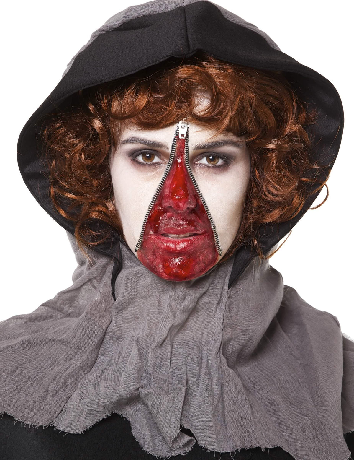 Pogled sprijeda na konačni prikaz kompleta šminka zatvarač halloween