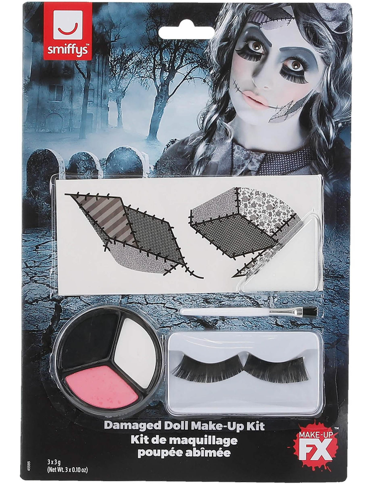 Detalji dodataka i pakiranja kompleta šminka lutka halloween