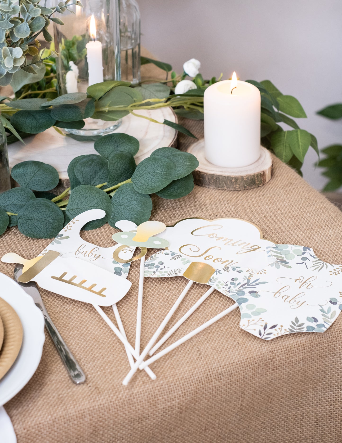 Photobooth komplet 11 pribor oh baby eucalyptus gill i zlato