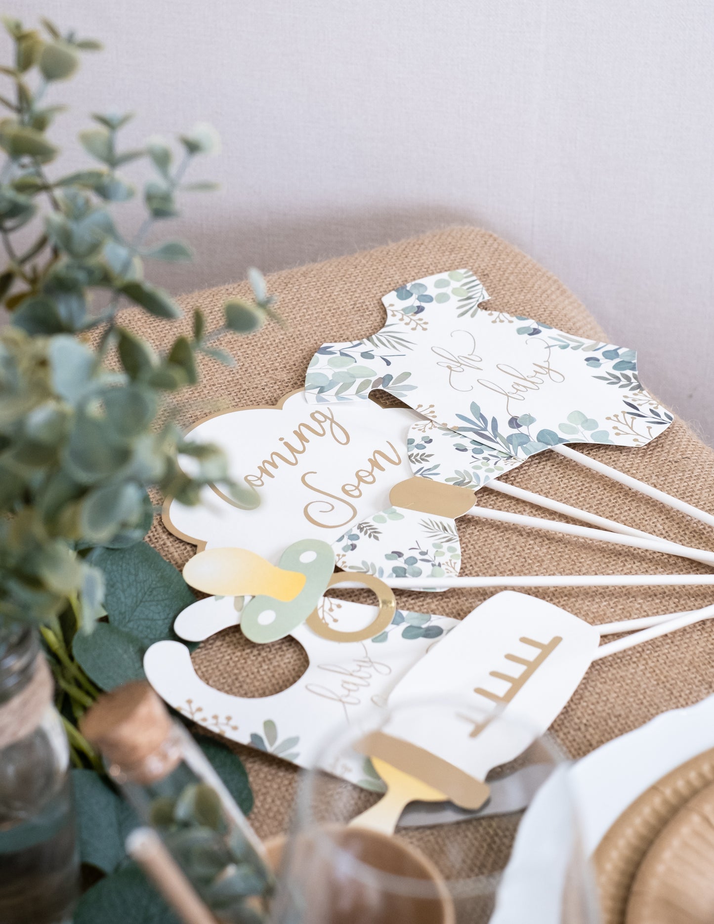 Photobooth komplet 11 pribor oh baby eucalyptus gill i zlato