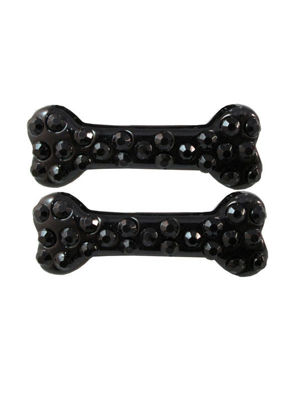 Kreepsville gotički set ukosnica za kosu kost s crnim kamenčićima