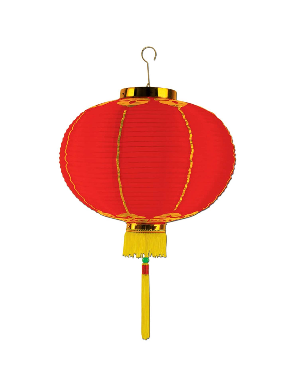 Kineski lampion za ukras crvene s zlatnim obrubima i žutom resicom