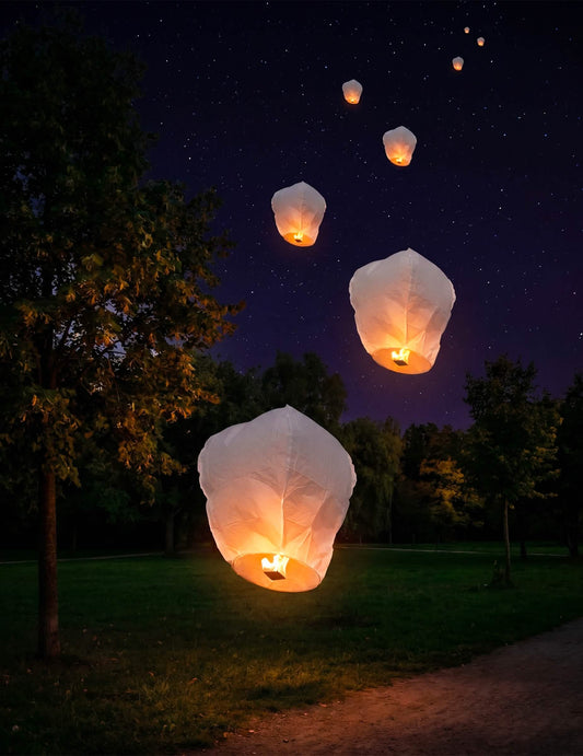 Bijeli leteći lampion od vatrostalnog papira 1m