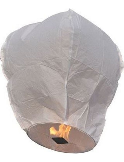 Bijeli leteći lampion od vatrostalnog papira 1m