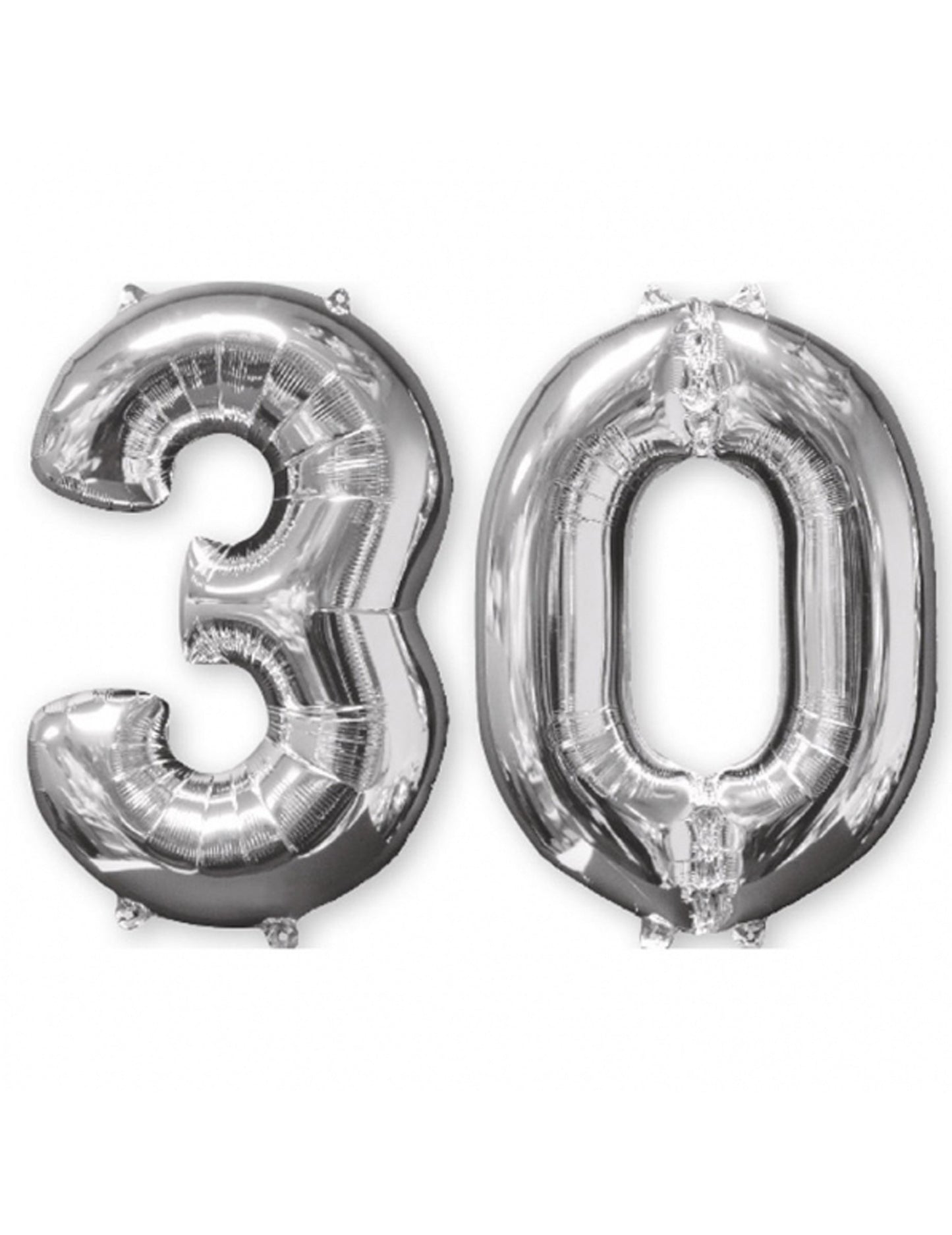 Lot de 2 ballons aluminium chiffre 30 argent