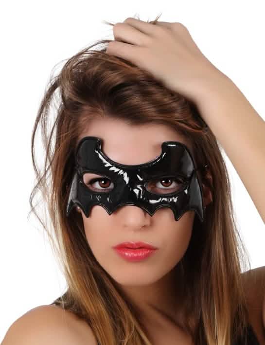 Crni sjajni halloween maska šišmiša za ženu