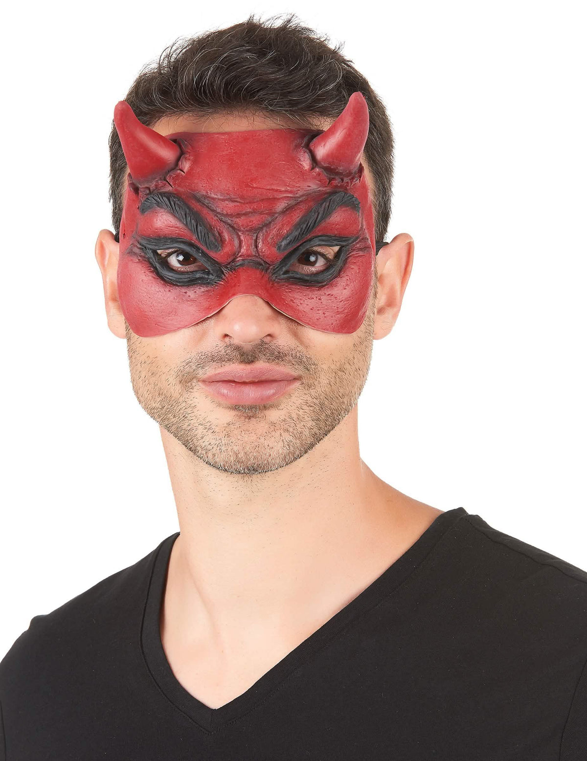 Latex demonska maska za odrasli crvena s rogovima