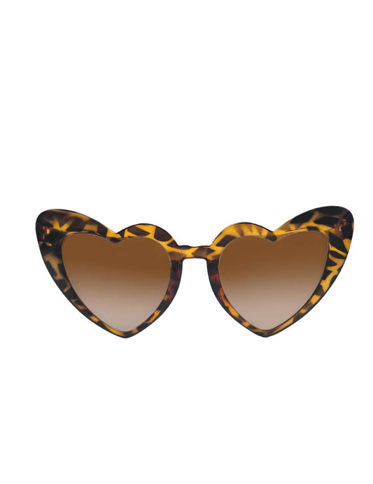 Vue de face des lunettes vintage cœur léopard