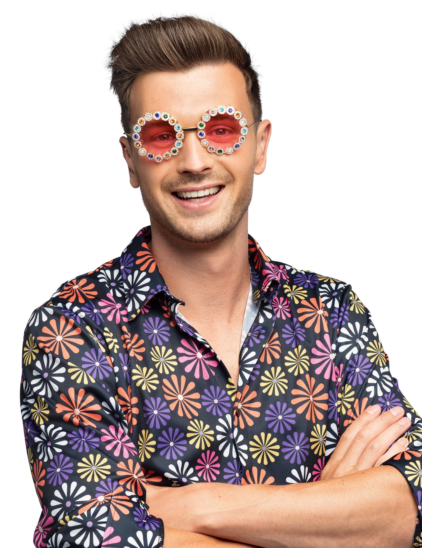 Okrugle naočale s rhinestones u boji odraslih