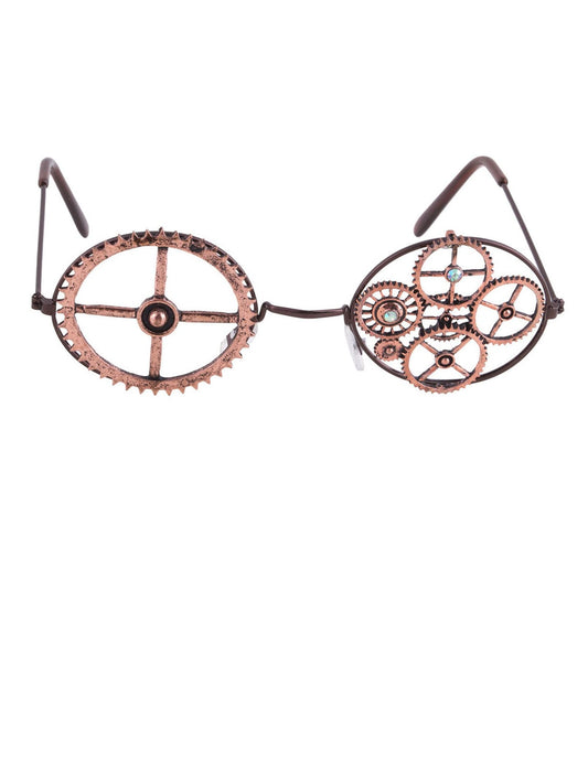 Vue de face des lunettes rondes Steampunk